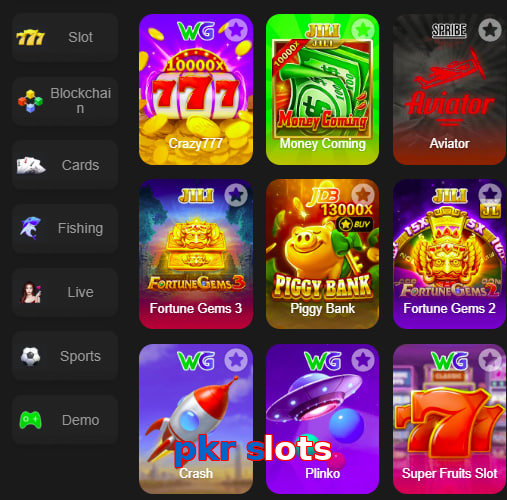 Main screen of Pkr Slots game page for PK players